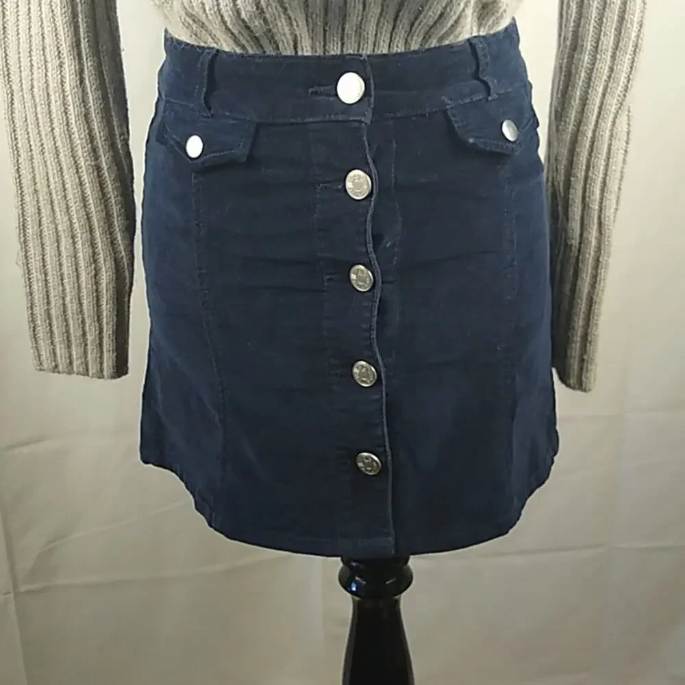 BDG Navy Needlecord Mini Skirt Size 2 - Picture 2 of 12